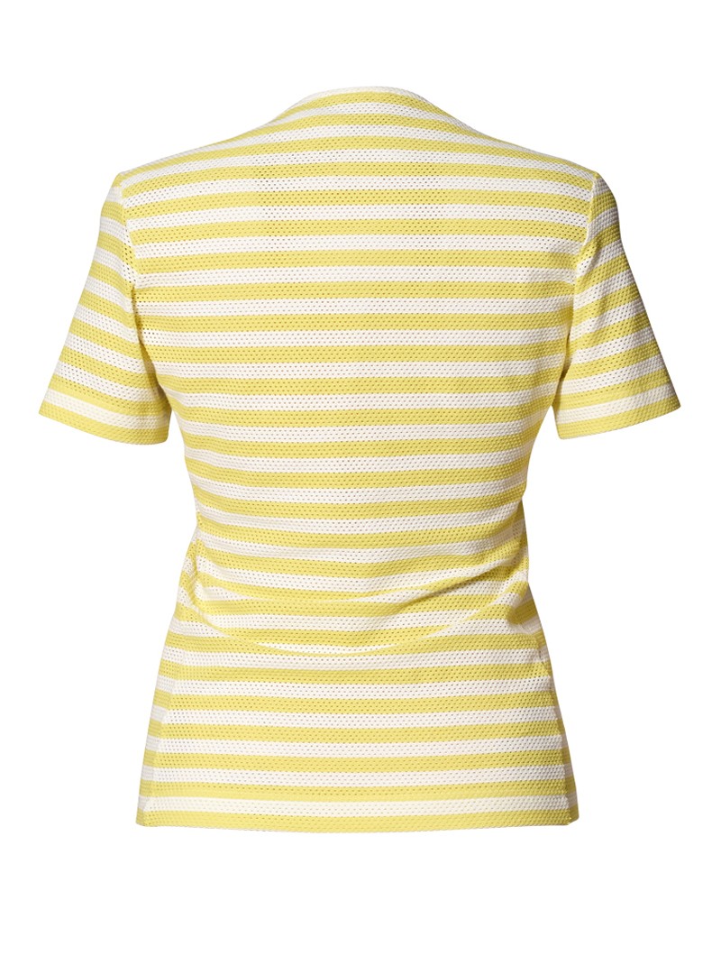 shirt modell: gilda ringel weiß-gelb