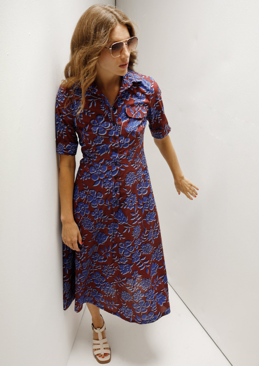 kleid modell: zoë 3/4-lang liberty "edenham haze" brown-blue