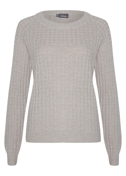 henningsen raglanstrickpullover mit ziegelmuster creme melange