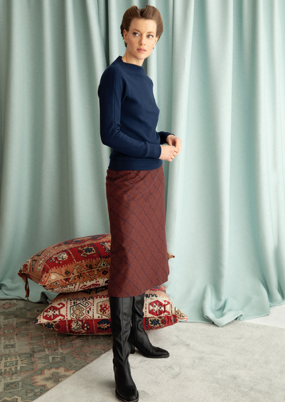 rock modell: merit 3/4-lang check portwine-blue