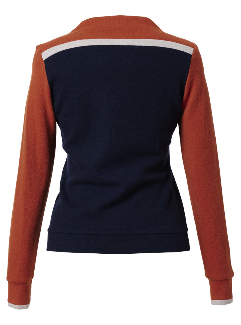 strickpullover modell: fanny navy-orange-sand