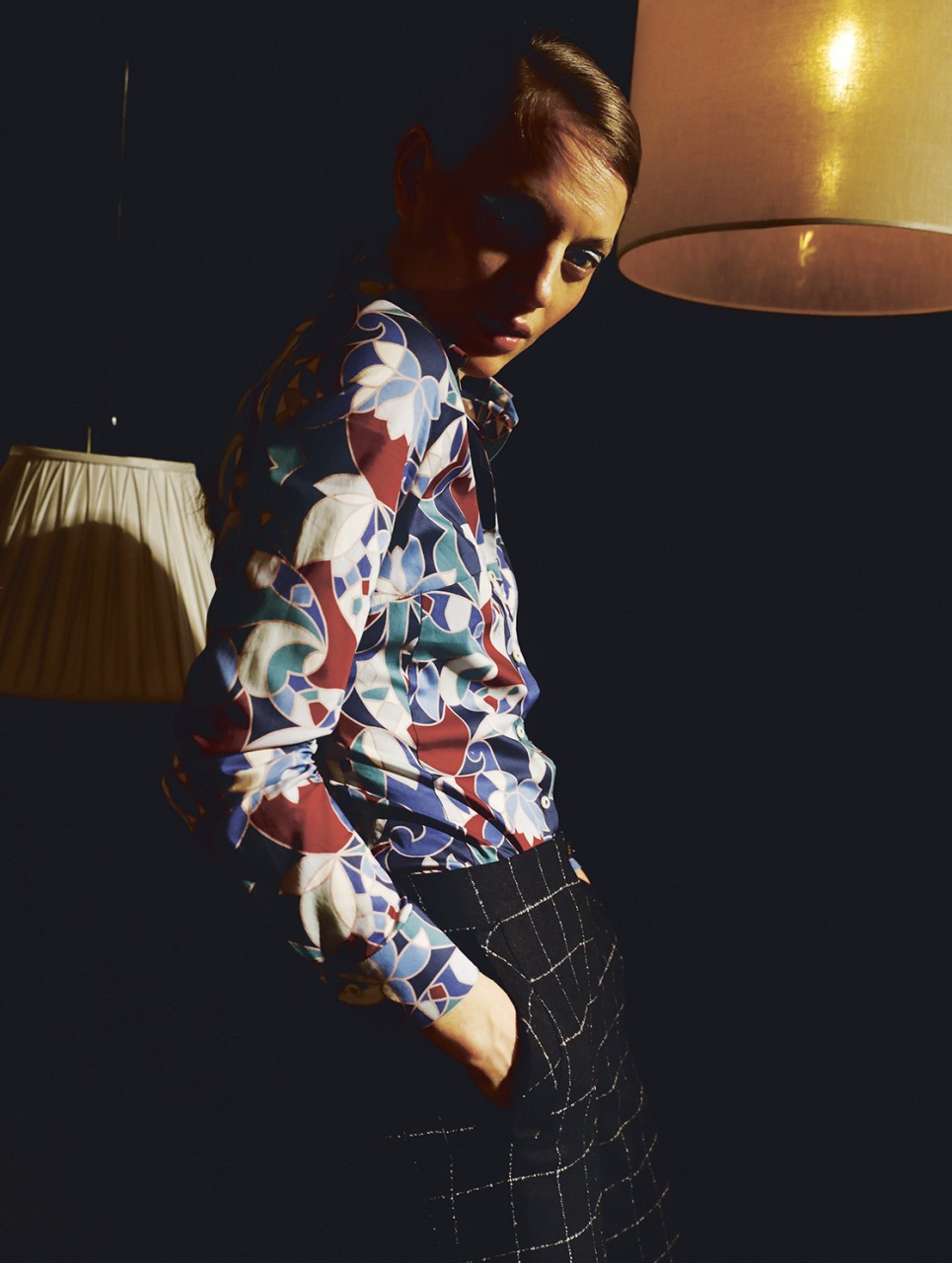 hose modell: mascha line-check blue