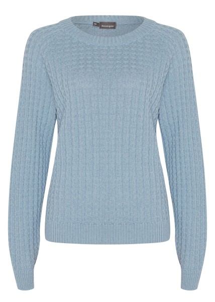 henningsen raglanstrickpullover mit ziegelmuster hellblau melange