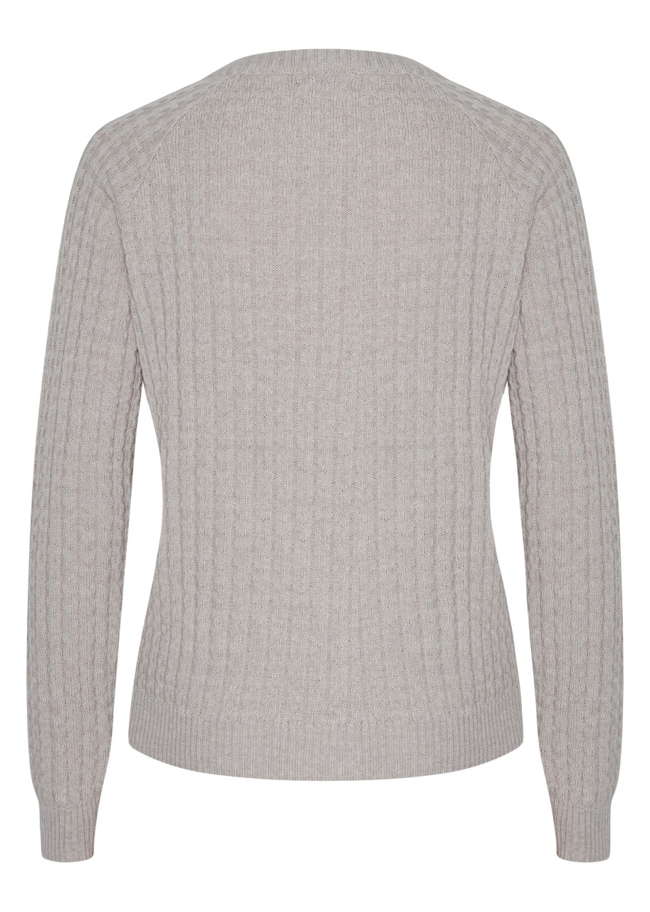 henningsen raglanstrickpullover mit ziegelmuster creme melange