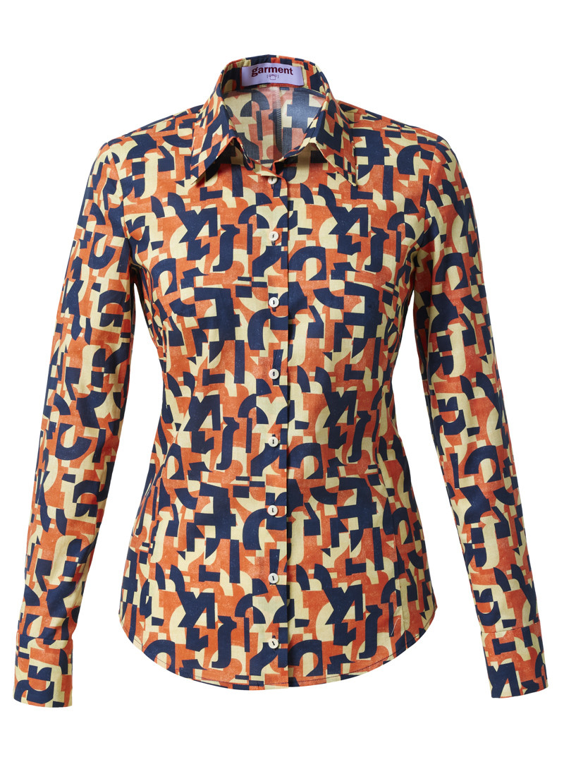 bluse modell: renata liberty "slogan" navy-orange